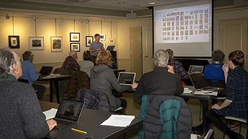 Hugo teaching at Camden, Maine library
